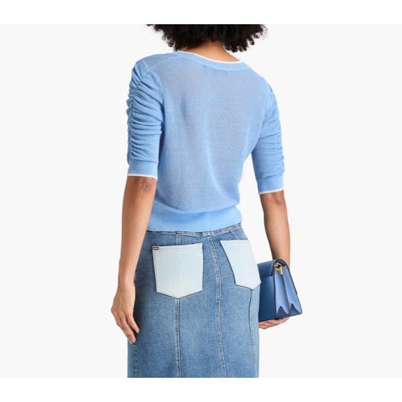 Veronica Beard Light Blue V-Neck Sweater - Picture 4 of 5